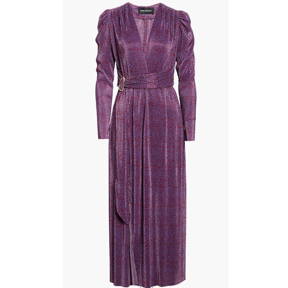 NWT Sabina Musayev Hadar Long Sleeve Dress in Maroon Size Small - Picture 3 of 11